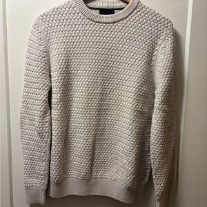 Denver Hayes Textured Cream Crewneck Sweater